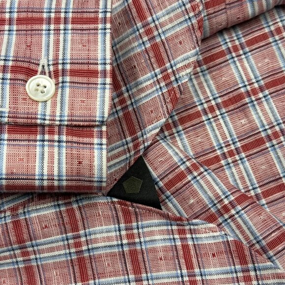 Ermenegildo Zegna Cotton Linen Dress Shirt Check Long Sleeve 15 1/2 Medium - Picture 9 of 11